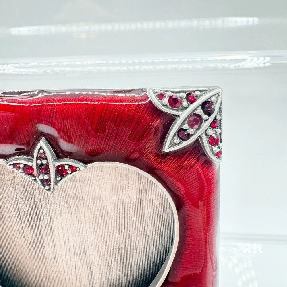 Jay Strongwater Red Enameled Mini Picture Frame Heart Square 3